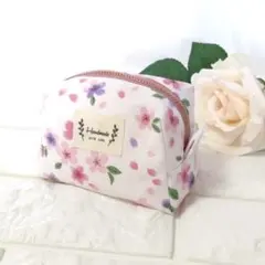 《 小サイズ 》 和柄 ・ 桜 の 小さなボックスポーチ　＃n1626
