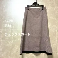 美品　ZARA ハウンドトゥース柄 フレアスカート ストレッチ