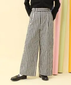 裾上げ済　I am I in fact... オーガニックギンガム ワイドパンツ