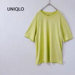 【ユニクロ】メンズ半袖Tシャツ Lイエロー 無地 メッシュ素材使用 涼感 夏用