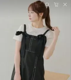 【新品】♥ナイスクラップ♥♡肩紐リボン×ロングワンピース【ブラック】♡