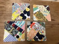 ハンドメイドコースター　ランダムパッチワーク　4枚セット