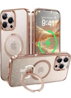 CASEKOO iPhone16Pro ケース 米軍MIL規格ラメ入りゴールド②