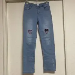 ジェニィ　デニムパンツ　ハート刺繍　アジャスター付 160