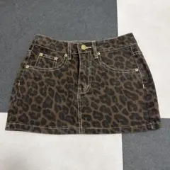 レオパード柄 デニムミニスカート