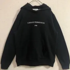 【おしゃれ】CAPABLE PERMISSION パーカー 黒ユニセックス