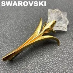 SWAROVSKI スワロフスキー ブローチ フラワー 花 ゴールド 大きい