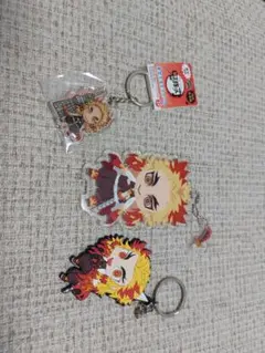 煉獄杏寿郎 ラバーストラップ アクリルキーホルダー 3個セット