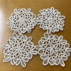 レース模様 ホワイト コースター 4枚セット
