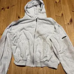 グレー フード付き ジッパーパーカー