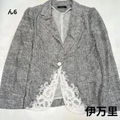 デシグアル テーラードジャケット バック刺繍ロゴ ビジュー フラワー 