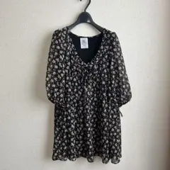 Me couture by meフラワープリント ５分袖チュニック