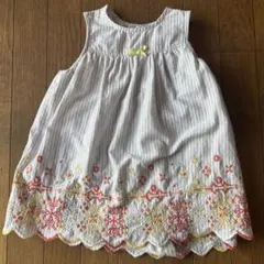 ストライプ刺繍ノースリーブワンピース 80㎝