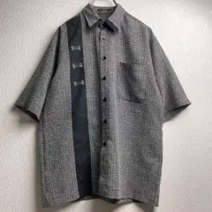 EIGHT-G リネン混 ギンガムチェック 半ワークシャツ XL コットン 