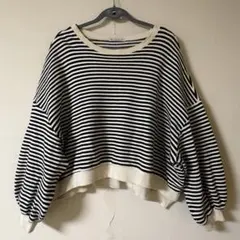 CLASSICALELF ストライプ バルーンスリーブ トレーナー