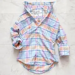 BARRY 長袖 シャツ スキッパー シワ加工 M相当 【b1052】