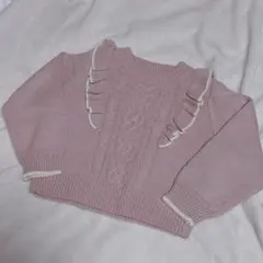 メゾピアノ ピンクフリルニット【120 】