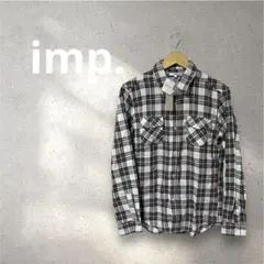 【希少配色】imp インプ チェックシャツ M ネルシャツ ピンク×グレー 綿のサムネイル