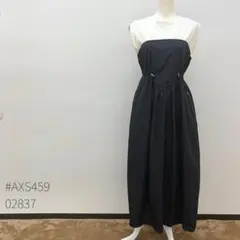 アダムエロペ 異素材切り替えノースリーブロングワンピース バイカラー 白×黒 F