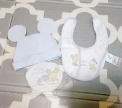【Disney】 ベビー帽子 スタイ セット（0歳児）