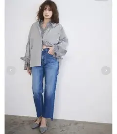 Mila Owen 裾段差テーパードデニムパンツ【手洗い可能】