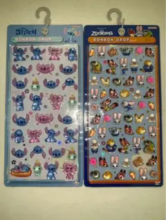 【正規品】スティッチ　ズートピアミニ ボンボンドロップシール2点セット