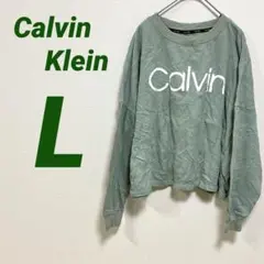 Calvin Klein トレーナー【L/G】ロゴ シンプル ミントグリーン