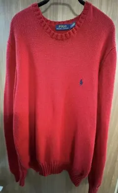 値下げ　Polo Ralph Lauren レッド クルーネック ニット L