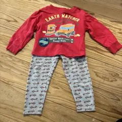 キッズ服 トレーナー 長袖 長ズボン 乗り物 総柄 男の子 100 秋 冬