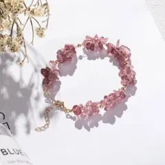 1491  天然石さざれ石ブレスレット＊ストロベリークォーツ＊パワーストーン