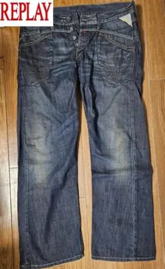 送料無料/超美品　REPLAY BLUE JEANS ダークブルー デニム34