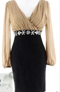 dazzyドレスベージュ×黒　M