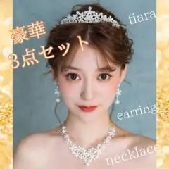 豪華3点セット ティアラ イヤリング ネックレス