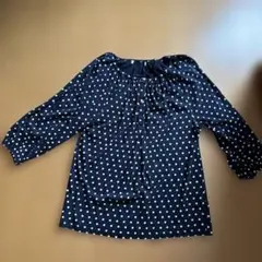 human womanネイビー 水玉 七分袖カットソー