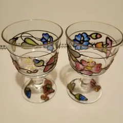 ROMANIAN FIELD シャモイ ルーマニア製 花柄 グラス 2個セット
