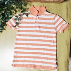 [美品]POLO RALPH LAUREN 半袖ポロシャツ オレンジストライプ