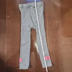 グレー レギンス 90サイズ ピンクリボン付き