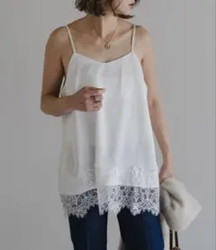 【新品タグ付】Bonjour Sagan レーストリムキャミソール