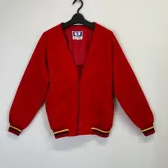 赤 Vネックカーディガン/ジャケット
