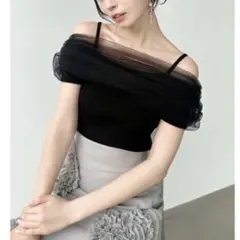 【新品】リゼクシー　シアーコンビ　オフショルニット　キャミソール　半袖　タイト