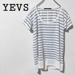 イーブス レディース Tシャツ 半袖 ボーダー Uネック ラウンドネック 古着のサムネイル