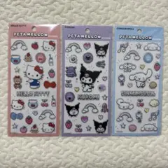 新品　ペタメロウ　ステッカーズ　シール　キティ　シナモロール　クロミ　3枚セット