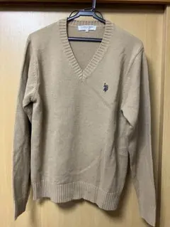 U.S. POLO ASSN. ベージュ Vネックニット M