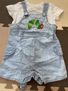 オーバーオール風デザイン　ロンパース　はらぺこあおむし　70サイズ