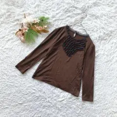 【ジェーンモア】オンワード樫山 (S) フリルブラウス 長袖 レトロ カジュアル