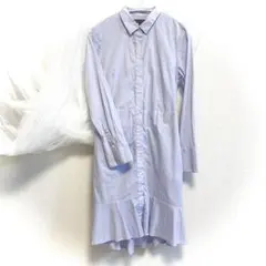 美品　バナナリパブリック　薄紫色 コットン長袖シャツドレスワンピースF