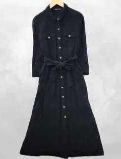 ザラ ZARA コットン カットアウト 刺繍 ベルト シャツワンピース S