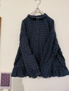 サマンサモスモス　ブラウス　グリーンチェック　　ゆったり