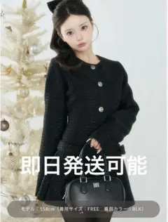 Darich ダーリッチ ボックスプリーツツイードミニワンピース 黒 ブラック