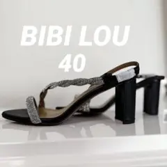 未使用 ストラップ太ヒールサンダル ミュール レザー ブラック BIBI LOUのサムネイル